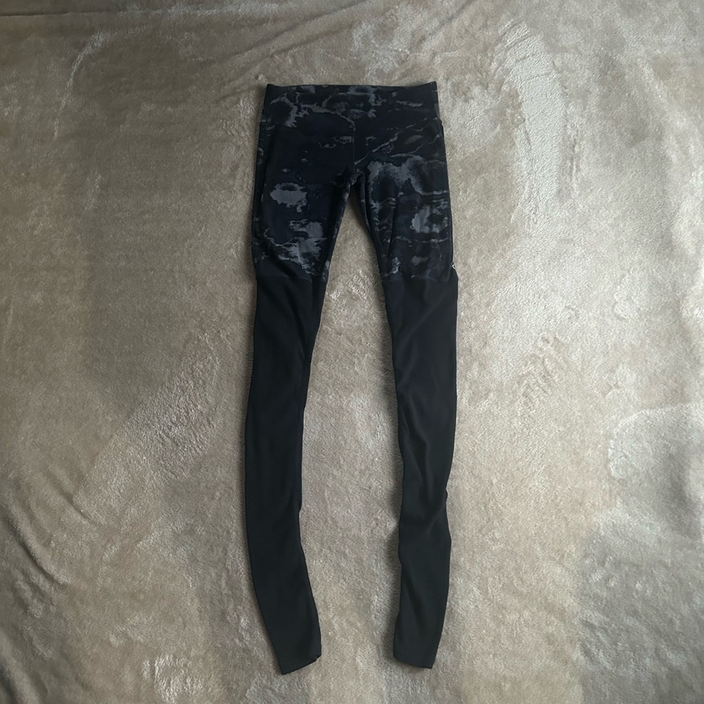 Alo Yoga Classic Rise Marble Leggings Black Grey Size Small